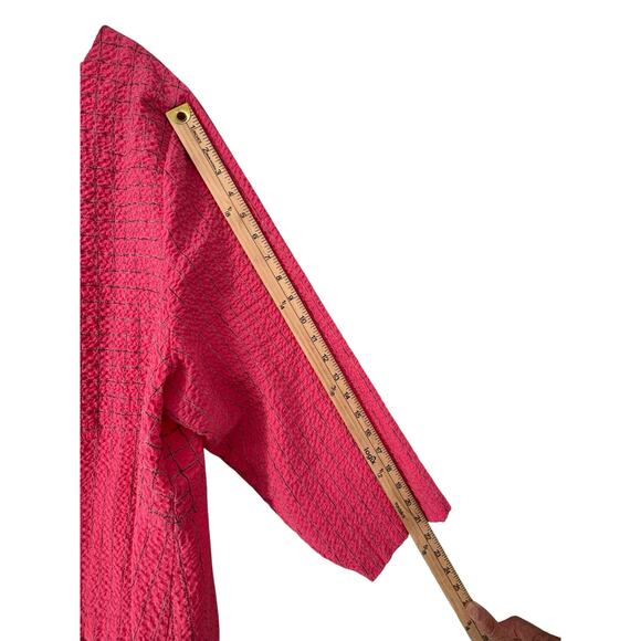 Habitat Puckered Fabric Loose Fit Top Back Button XXL Lagenlook Check - Picture 5 of 10